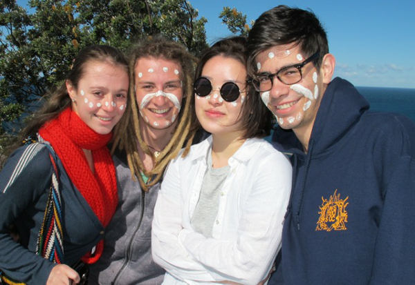 Medical students from the University of Wollongong and the University of Western Sydney were face-painted with local ochre during their Aboriginal cultural awareness program at Cape Byron.